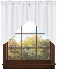 Soft Burlap Look Swag Curtains Rustic Natural Rod Pocket Kitchen Valance Curtain