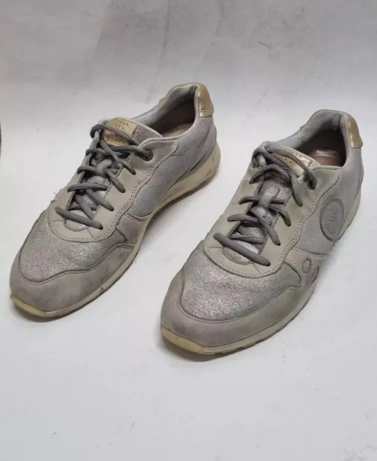ECCO CS14 Retro Sneaker Donna Oxford Tg.41 Argento U Ottime Condizioni