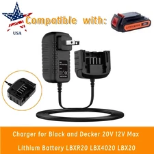 Charger for Black and Decker 20V 12V Max Lithium Battery LBXR20 LBX4020 LBX20