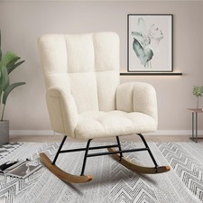 Rocking Chair Armchair Nursing Seat with High Backrest Lounge Chair for Awigjfdv
