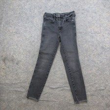 We The Free Women's Jeans Washed Black Size 28 High Rise Skinny Stretch Raw Hem