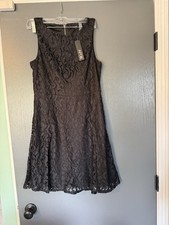 Apt. 9 black lace fit & flare skater dress sleeveless round neck floral 4