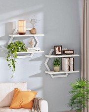 CHOEZON Hexagon Floating Shelves for Wall, Set of 2, 2 -Tier Hanging Shelves