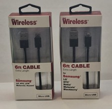 NEW 2-Pack- Just Wireless 6 ft MicroUSB Cable Black Samsung, LG, HTC, Huawei