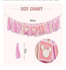 Mouse ONE High Chair Party Banner Garland, Pink Gold White Polka Dot 80 in — photo 2