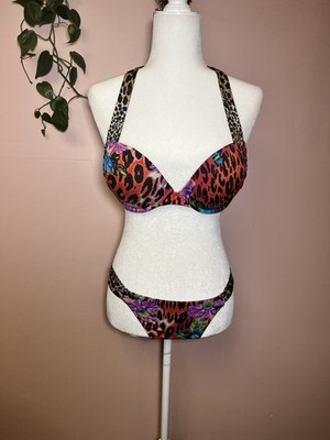 Victoria's Secret Bombshell Push up Bikini Halter 36 B/Med Bottoms coconut girl