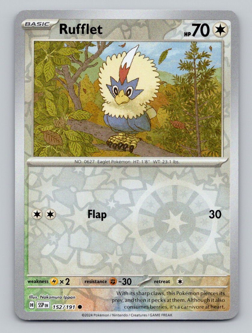 Reverse Holo Rufflet 152/191 Common Surging Sparks Pokemon