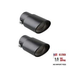2PCS Stainless Steel Car Exhaust Tail Muffler Tip Pipes Straight Black