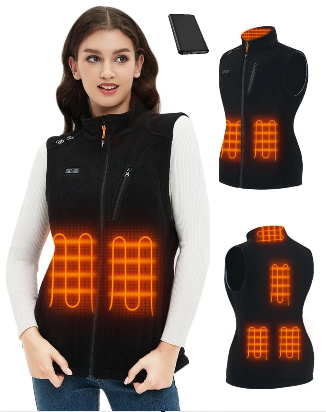 Womens Multi-Zone Heated Fleece Gilet with 10000mah Powerbank - XL (HC21)