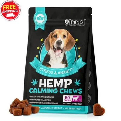 OIMMAL Hemp Calming Chews for Dogs Relief Stress & Anxiety Dog Calming Chews Ct 60