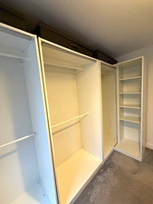 IKEA White Open Wardrobe Set – 2 Double Units + Corner Unit – Collection Only
