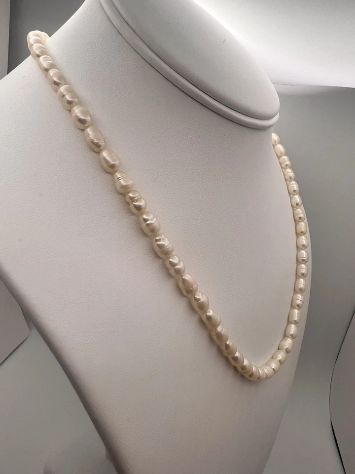 "Collar de perlas naturales años 60 19"" collar nupcial vintage Estate" Foto 3 de 4