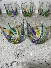 CC ZECCHIN MURANO Bicchiere da Whisky, Motivo Swirl Multicolore Alto 4" - Set 2pz