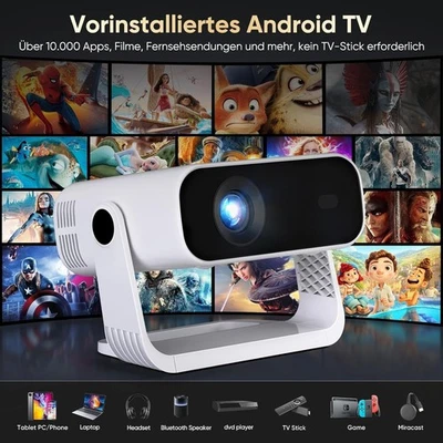 Android 14 Smart Mini Beamer Full HD 1080P - 4K 20000 Lumen - WiFi 6 BT 5.2 OVP - Bild 1 von 4