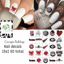 Georgia Bulldogs Waterslide Nail Decals Set Of 50 Bonus Instructions KC