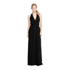 Nouvelle Amsale Black Halter Neck Erica Ruffle Maxi Dress Size MEDIUM Chiffon
