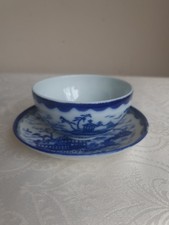 A Chinese Eggshell Porcelain Teacup and Saucer  Blue and White.