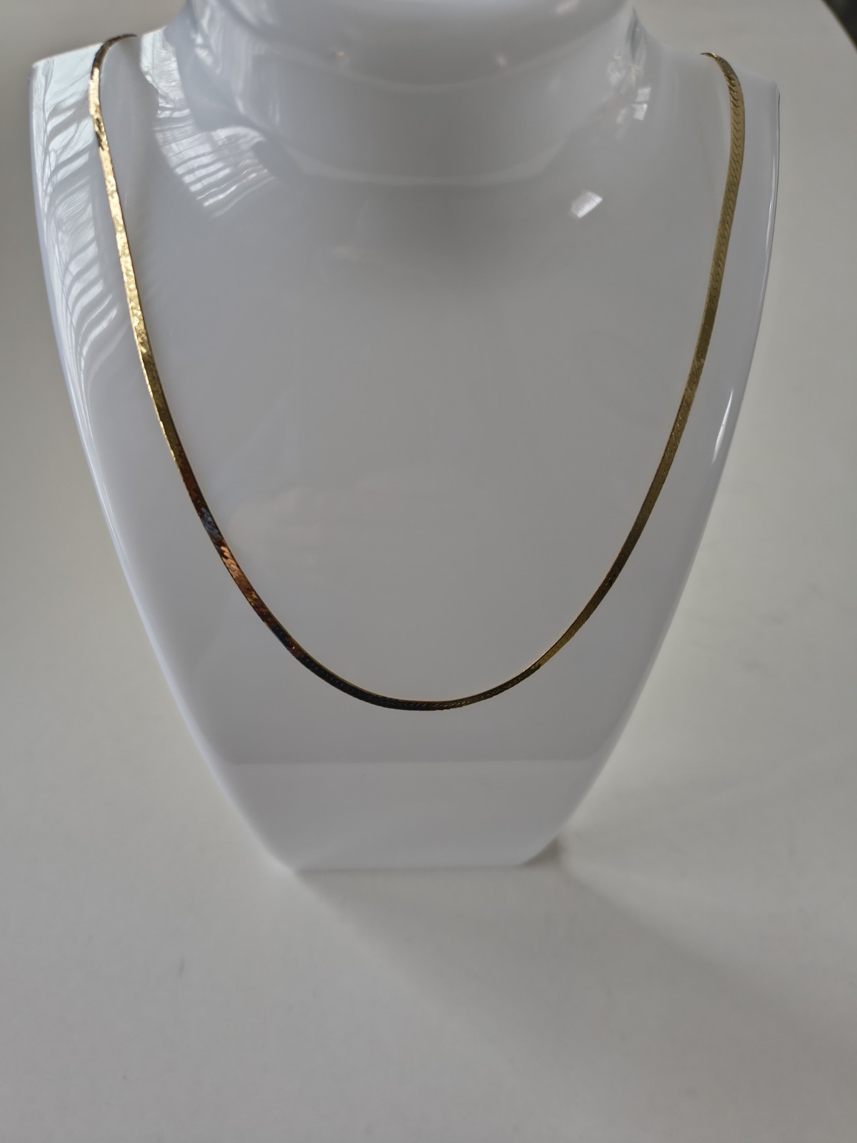 14kt Solid Yellow Gold 20" Reversible Herringbone… - image 7