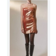 Urban Outfitters Kristy Disco Bronze Metallic Strapless Mini Dress Medium Party