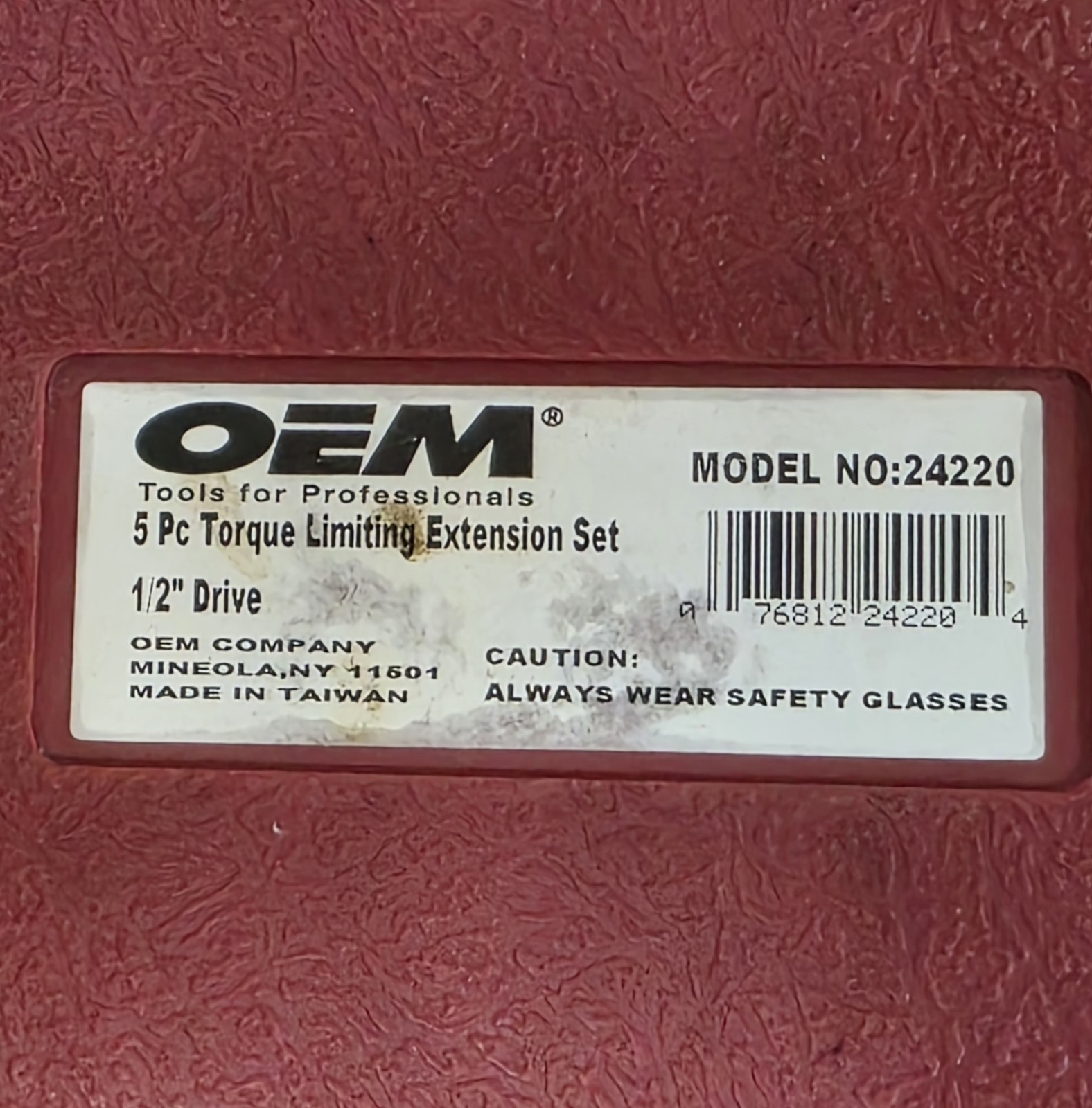  OEM Tools 24220 1/2" Dr 5 Piece Torque Limiting Extension Set 65 80 100 120 140