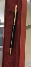 Cartier Black Resin And 18k Gold Plated Pen Set In (NOT Original) Red Velvet Box