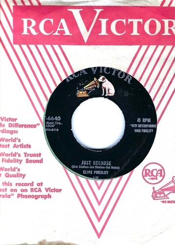 ELVIS PRESLEY-"JUST BECAUSE"/"BLUE MOON"- RCA VICTOR 47-6640- VG++  ROCKABILLY