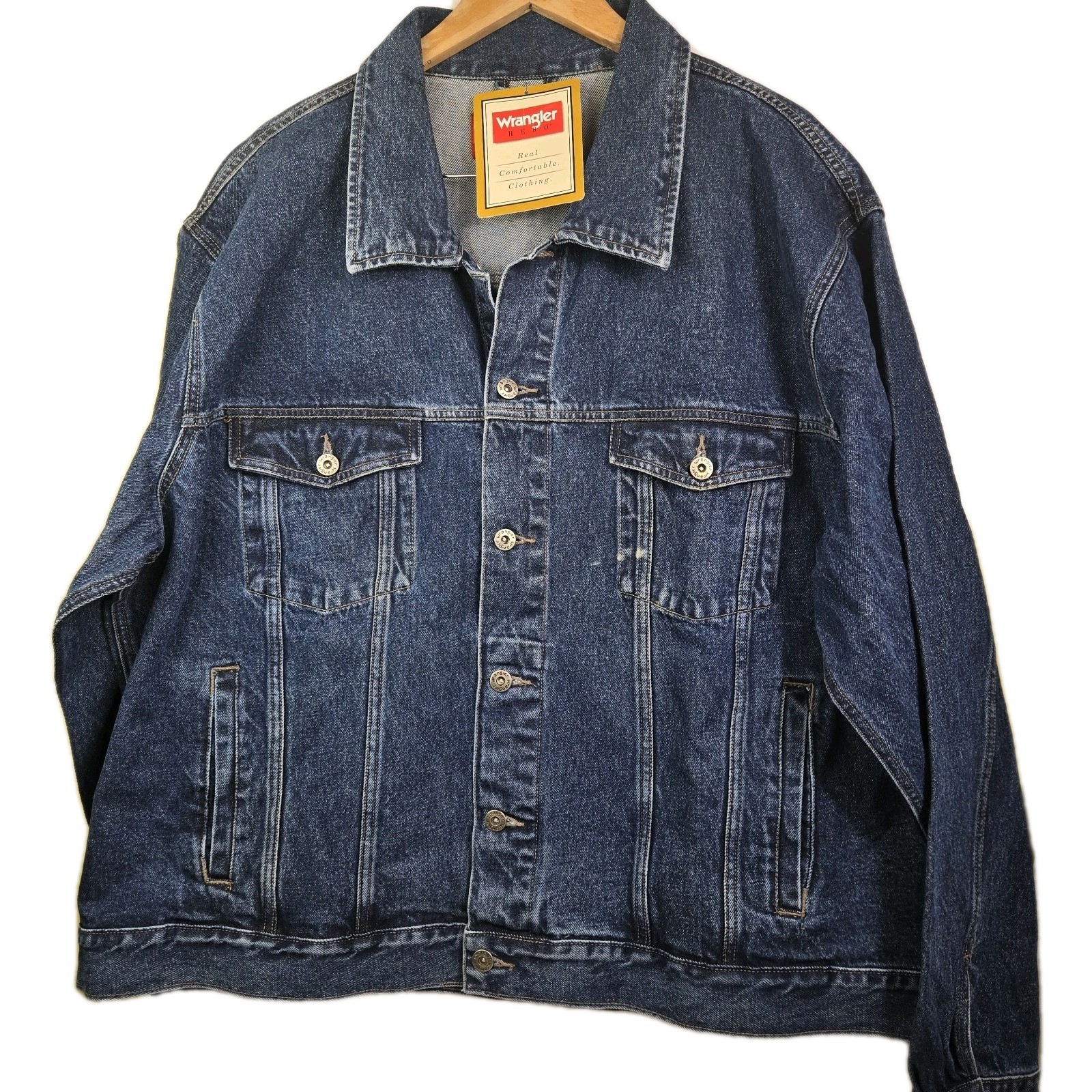Wrangler Hero Mens 3X Button Heavy Cotton Denim Jacket Dark 