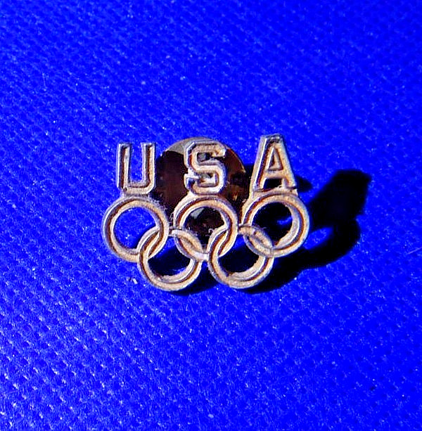 Vintage 1960 USA Olympic Team Lapel Pin Olympic Rings Logo Gold Tone