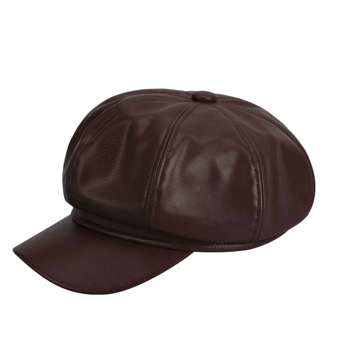 Women Newsboy Cap Fashion PU Leather Cabbie Painter Hat Fall 