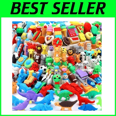 Realistic Animal Desk Pets - 121-Pc Eraser Collection for Classroom Rewards
