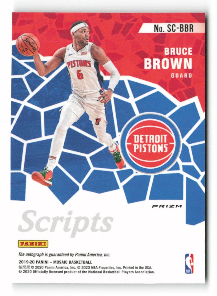 2019-20 Panini Mosaic Bruce Brown Scripts Orange #SC-BBR Auto Detroit ...