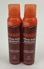 2 Pack Mando Whole Body Deodorant for Men Invisible Spray Bourbon Leather 72hr