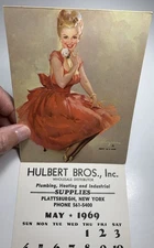 1969 Pin Up Calendar Girl Elvgren Hulbert Plumbing Plattsburgh New York Dipsy Do
