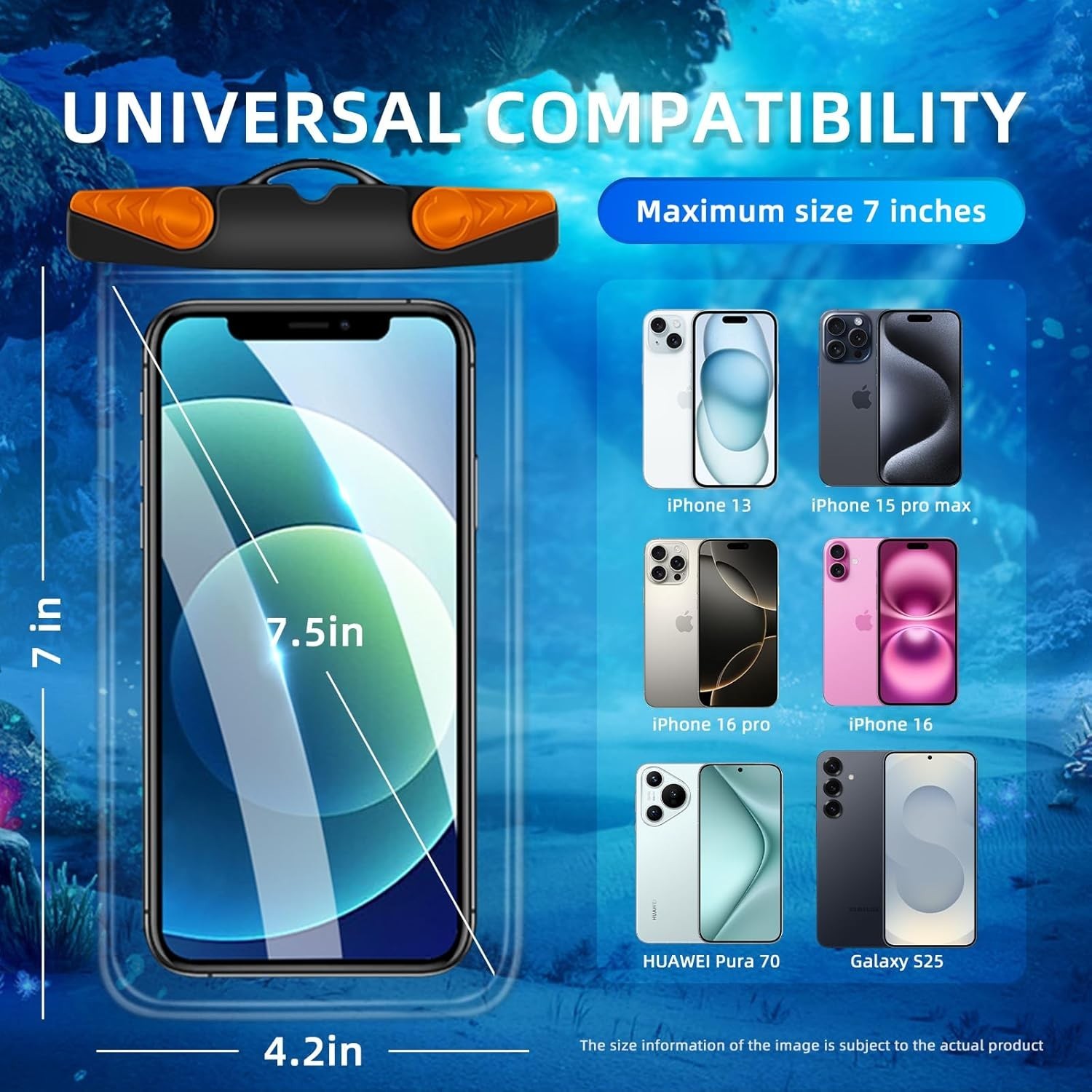 2-Pack Waterproof Phone Pouch with Lanyard, IPX8 Dry Bag for Smartphones