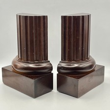 Coppia fermalibri a colonna romana in legno massello tinto BOMBAY COMPANY vintage