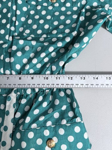 Leslie Fay Dress Womens 8 Turquoise Polka Dot Belted Cottagecore 80s NWT Boho - Picture 7 of 14