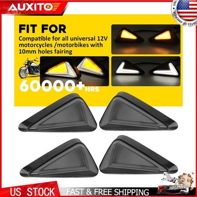 Motorcycle Flush Mount 4pcs LED Turn Signals Indicator Blinker Light White Amber
