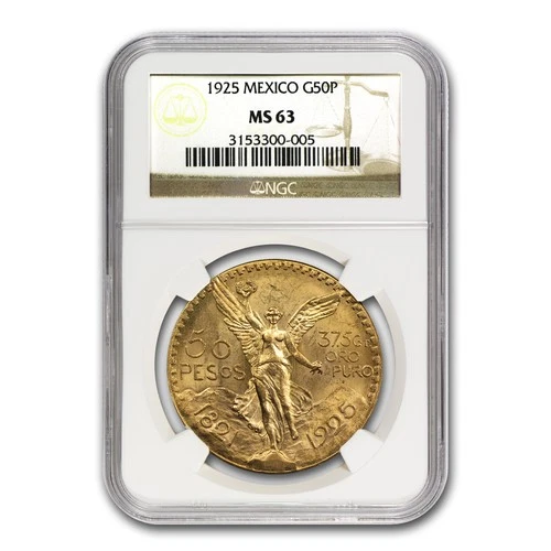 1925 Mexico Gold 50 Pesos MS-63 NGC
