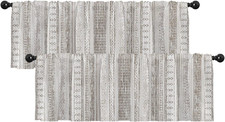 2 Pack Valances Window Treatments, Boho Farmhouse Geometric Striped Rustic Neutr