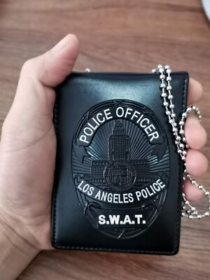 NEW LA Detective SWAT Badge ID Card Holder Wallet with Chain