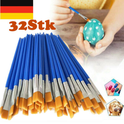 Pinsel Set 32 StüCk Kinder Nylon Flach Haar Kleine ÖL Aquarell KüNstler Malerei