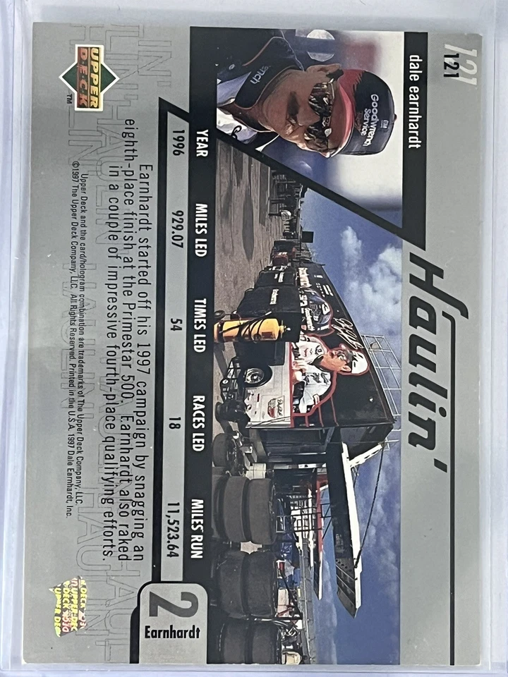 1997 Upper Deck Road to the Cup Haulin' Dale Earnhardt #121 HOF - Image 2 of 2