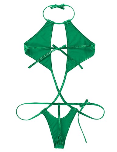 Women's Metallic G-String Slingshot Weeny Teddy Bodysuit Micro Bikini Swimwear - Picture 22 of 227