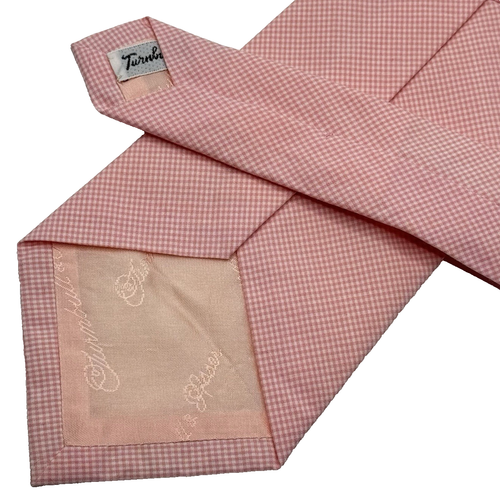 Turnbull & Asser RRP$250 Pink & White Plaid Necktie Tie BESPOKE 58"