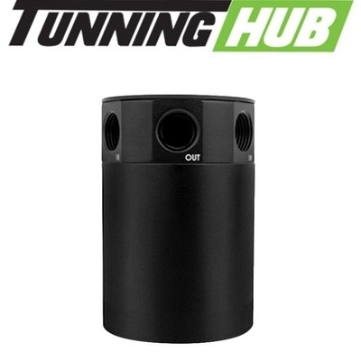 Black 3-Port Mishimoto MMBCC-MSTHR-BK Compact Baffled Oil Catch Can