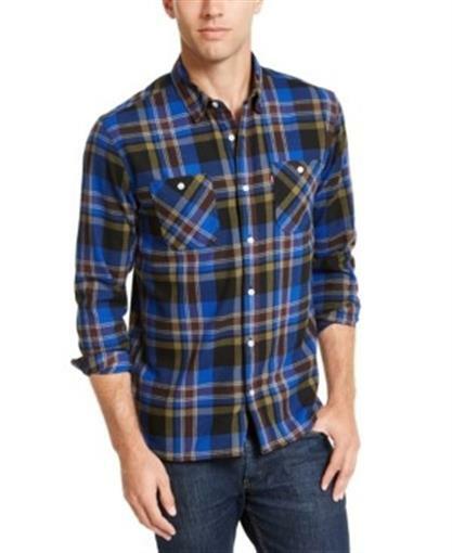 Levi's Mens Shirt Blue Green Size 
