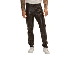 Men's Dark Brown Leather Pant Genuine Lambskin Leather Pant Causal Dress Pant