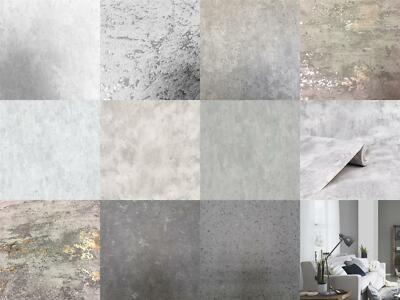 Industrial Grau Stein Beton Tapete Distressed Metallic Kleister Wand Vinyl