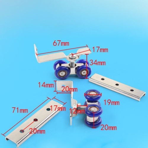 2PCS Schiebetür Beschlag Ø19mm Laufprofil Laufrollen Holztür Schiebetürbeschlag - Bild 5 von 7