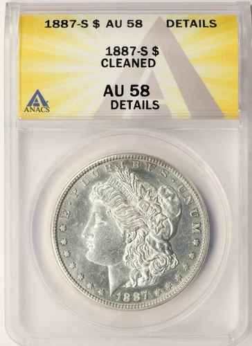 1887-S $1 Morgan Dollar ANACS AU58 Details Cleaned